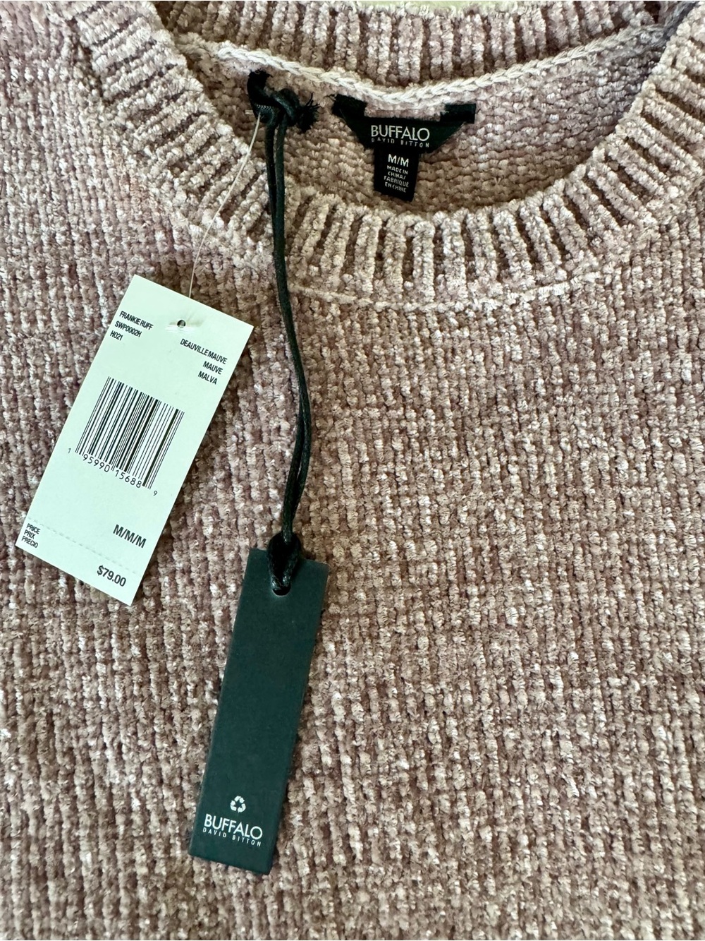 NWT Buffalo Ruffled Chenille Crewneck Sweater - Dusty Rose - Picture 6 of 6